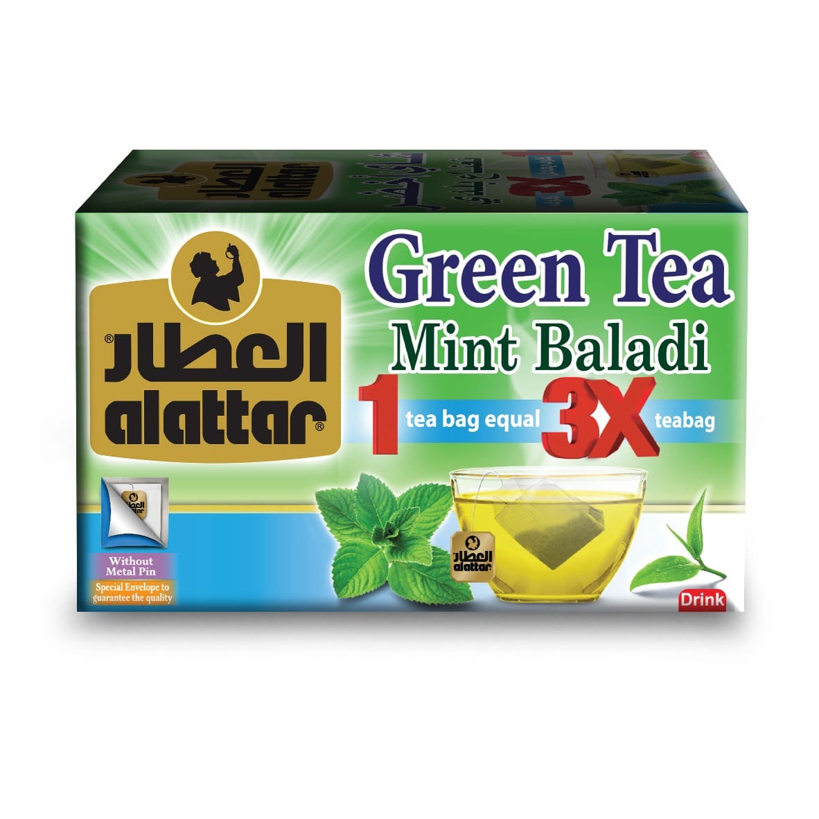 شاي أخضر بالنعناع العطار 12 ظرف